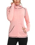 Sykooria Sweat Femme à Capuche Automne Hiver Chaud Veste Femme de Sport Respirant à Manches Longues Jacket Zippé pour Fitness Running-Vin Rouge-Rose Clair-M