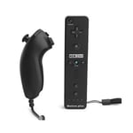 2 in 1 Manette Wiimote Controller Nunchuk intégré Motion Plus pour Nintendo Wii Noir + cas en silicone