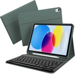 Étui De Protection Avec Clavier Pour Ipad 10e Génération 2022 10,9"",Avec Coque Arrière En Tpu,Support Pour Stylo Et Clavier Magnétique Amovible Avec Disposition Qwertz,Veille/Réveil