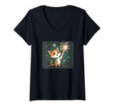 Womens New Year’s Eve Fun with this Happy Cat Costume V-Neck T-Shirt