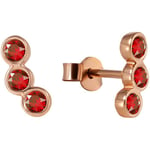 Boucles oreilles Mademoiselle Jolie Paris  XAVIER clous trio de pierres Dore   Rouge ecarlate