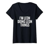 Womens I'M LEON DOING LEON THINGS Funny Unique V-Neck T-Shirt