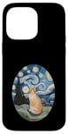 Coque pour iPhone 14 Pro Max Robe Nuit Étoilée et Robe Van Gogh Chat Orange Chat Roux