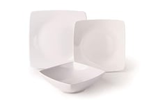 Excelsa Quadro Service d'assiettes 18 pièces, céramique, blanc