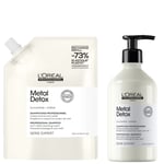 L’Oréal Professionnel Metal Detox Shampoo 500ml and Refill Pack 500ml for breakage & colour protection