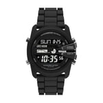 Diesel Master Chief Montre pour Homme, Mouvement Digital avec Bracelet en Silicone, Acier Inoxydable ou Cuir, Noir, 44mm