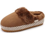 ONCAI Chaussons Femme Pantoufles à Semelle de Tapis de Yoga Moussée Confortable Chaud Fausse Fourrure en Poils Hirsutes Suède Semelle en Caoutchouc Hiver Intérieur/Extérieur Khaki Dimensions 42