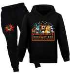 Barn FNAF Freddy Tryckt Cartoon Hoodie och Byxor Pojkar Flickor Tracksuit Set Black 150cm