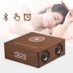 Wireless Charging Wooden Bluetooth Speaker Alarm Clock, Intelligent Touch Controls Mobile LED Display Home Watches,Yellow,alarm clock digital ANJT (Color : Brown)