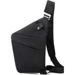 Slingväska, lätt crossbody axelväska bröstväskor dagryggsäck, en rem stöldskyddande slingväska för kvinnor män DB svart black right shoulder