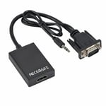 Grwibeou-Câble adaptateur convertisseur compatible VGA vers HDMI,câble audio 1080mm pour PC,ordinateur portable,budgétaire HDTV,3.5 P - Type Black