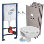 Grohe - Pack wc bâti-support Rapid sl + wc Porcher sans bride + Abattant + Plaque + Set d'habillage (RapidSL-PorcherRimless-sabo)