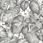 Papier peint jungle Papier peint tropical Papier peint exotique Papier peint intissé Anthracite Blanc SP04518 366252 - 10,05 x 0,53 m