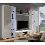 Azura Home Design - Ensemble meuble tv rumba xl 300 cm en plusieurs couleurs - Couleur: Blanc-Beton - Sans Buffet