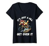 Womens It's Just A Hill Get Over It Golden Retriever Mountain Bike V-Neck T-Shirt