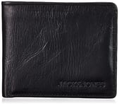 JACK & JONES Jacside Leather Wallet, Porte-Carte Hommes, Noir, Taille Unique