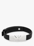 Emporio Armani Men's ID Leather Bracelet, Black/Silver