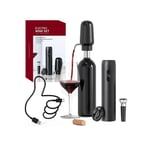 Ensemble de Tire Bouchon Électrique 4-en-1 avec Ouvre Bouteille Rechargeable noir Vendos85