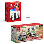 Console Nintendo Switch (modèle OLED) avec station d'accueil et manettes Joy-Con blanches + Mario Kart Live : Home Circuit / Ensemble Luigi