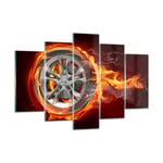 Impression sur Verre 150x100cm Tableaux Image Photo Wheel Flames Rim Decoration