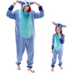 Snug Fit Unisex Vuxen Onesie Pyjamas, Flanell Cosplay Animal One Piece Halloween kostym Sovkläder Hemkläder Q Mike 105cm BlueStitch L