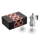 Alessi - MDL02BSET - Set Composé d'une Cafetière Pulcina, 2 Tasses avec Soucoupe, en Fonte d'Aluminium, PA et Porcelaine, Multicolore