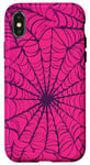 Coque pour iPhone X/XS Rose Pop Art Ethnique Halloween Motif Toile d'araignée Violet