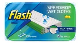 12 x Flash Speedmop Refill Pads Wet Cloths Lemon Fresh Home Floor Cleaning Pad