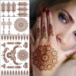 6 ark Hennatatueringar Brun Henna Temporary Tattoo Stickers Sexiga spetsar Vattentäta Avtagbara falska tatueringar Lyx Mandala Flower Design Favors- Perfet