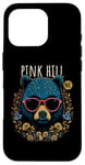 Coque pour iPhone 16 Pro Pink Hill NC Fun Ours portant des lunettes Motif fleurs