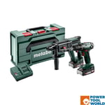 Metabo 2.3.2 18v Drill Driver & SDS+ Hammer Drill Combo Set Inc 2x 2.0Ah Batt...