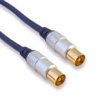 Premium Gold 1m M-M TV Aerial Lead RF Coaxial Aerial Antenna Cable