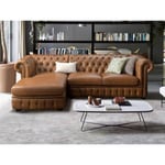 Vente-unique.com Canapé d'angle gauche chesterfield BRENTON 100% cuir de buffle premium - Caramel vintage