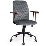 GOPLUS Chaise de Bureau Rotative à 360° Rétro avec Accoudoirs, Fauteuil Vintage Réglable en Hauteur, Contrôleur de Tension, Gris