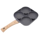 (Wood Grain)Fried Egg Pan 4 Hole Frying Pan Non Stick Omelet Pan For Pancakes