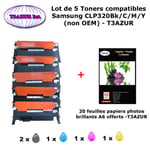 5 Toners génériques CLP-320 Bk,C,M,Y pour Samsung CLP 320 320N 325 325W imprimante+ 20f A6 brillantes -T3AZUR