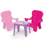 DOLU Unicorn Pink Childrens Outdoor Or Indoor Table and 2 Chairs For Children From 2 Years Kids Table And Chair Sets Toddler Chair Pink Chair Kids Garden Furniture Outdoor Chairs Plastic Chair