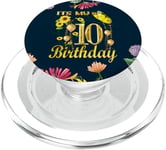 Its My 10th Birthday 10 Year Old Girl Sunflower Butterfly PopSockets PopGrip for MagSafe