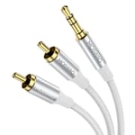 Câble RCA Jack Audio,3.5mm Mâle vers 2 RCA Mâle Y Auxiliaire Audio Stéréo Nylon Tressé Câble,Compatible Smartphone,PC,Autoradio,Home Cinéma,Amplificateur,Chaîne HiFi,TV etc