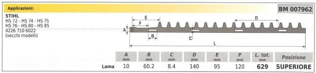 Lame Haut Stihl Taille-Haies Hs 72 74 75 007962