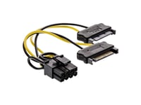 Inline 0.15M 2X Sata-Kontakt - 8Pin Pci-Express, 0.15 M, 2 X Sata 15-Kontakter, Pci-E (8-Stift), Manlig Kontakt, Kvinnlig Kontakt, Rakt