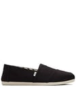 TOMS Men's Alpargata Cotton Canvas Slip-On Espadrille - Black, Black, Size 12, Men