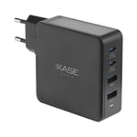 Chargeur secteur mural universel GaN UE quad USB PowerPort Hyper Rapide 100W, Noir - Neuf