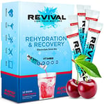 Revival Rapid Rehydration, Electrolytes Powder - High Strength Vitamin C, B1, B3, B5, B12 Supplement Sachet Drink, Effervescent Electrolyte Hydration Tablets - 12 Pack Cherry