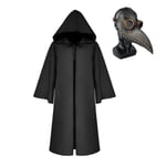 Plague Doctor Reaper   With Steampunk Mask Carnival Halloween Costume For Adult Kids_h -a Black with mask 135 (kids)