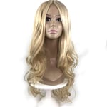 Perruque blonde de cheveux longs bouclés synthétiques résistants à la chaleur en fibre chimique, cheveux naturels, respirants, sans colle, pour cosplay ou fête