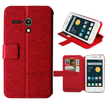 htdmobiles Housse Etui Coque Pochette Portefeuille pour Alcatel One Touch Pop 2 (4.0) 4045D - Rouge