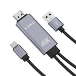 Câble Adaptateur USB-C 3.1 Type C vers HDMI 4K MHL 180cm,JL124