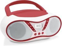 Lecteur Cd Cherry, Radio Fm, Stéréo 6W, Portable Avec Poignée De Transport Rouge Et Blanc 477411