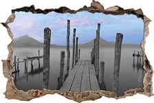 pixxp Rint 3D WD 4947 _ 62 x 42 Plusieurs Bois rehaussées au Bord du lac percée 3D Sticker Mural Mural en Vinyle Noir/Blanc 62 x 42 x 0,02 cm